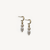 Double Pearl Drop Mini Hoops // Gold