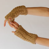 Cable Fingerless Gloves // Caramel