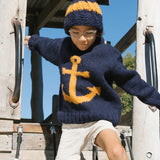 Kids Hazel Beanie // Navy + Turmeric
