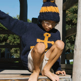 Kids Hazel Beanie // Navy + Turmeric