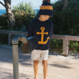 Kids Hazel Beanie // Navy + Turmeric
