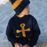 Kids Hazel Beanie // Navy + Turmeric