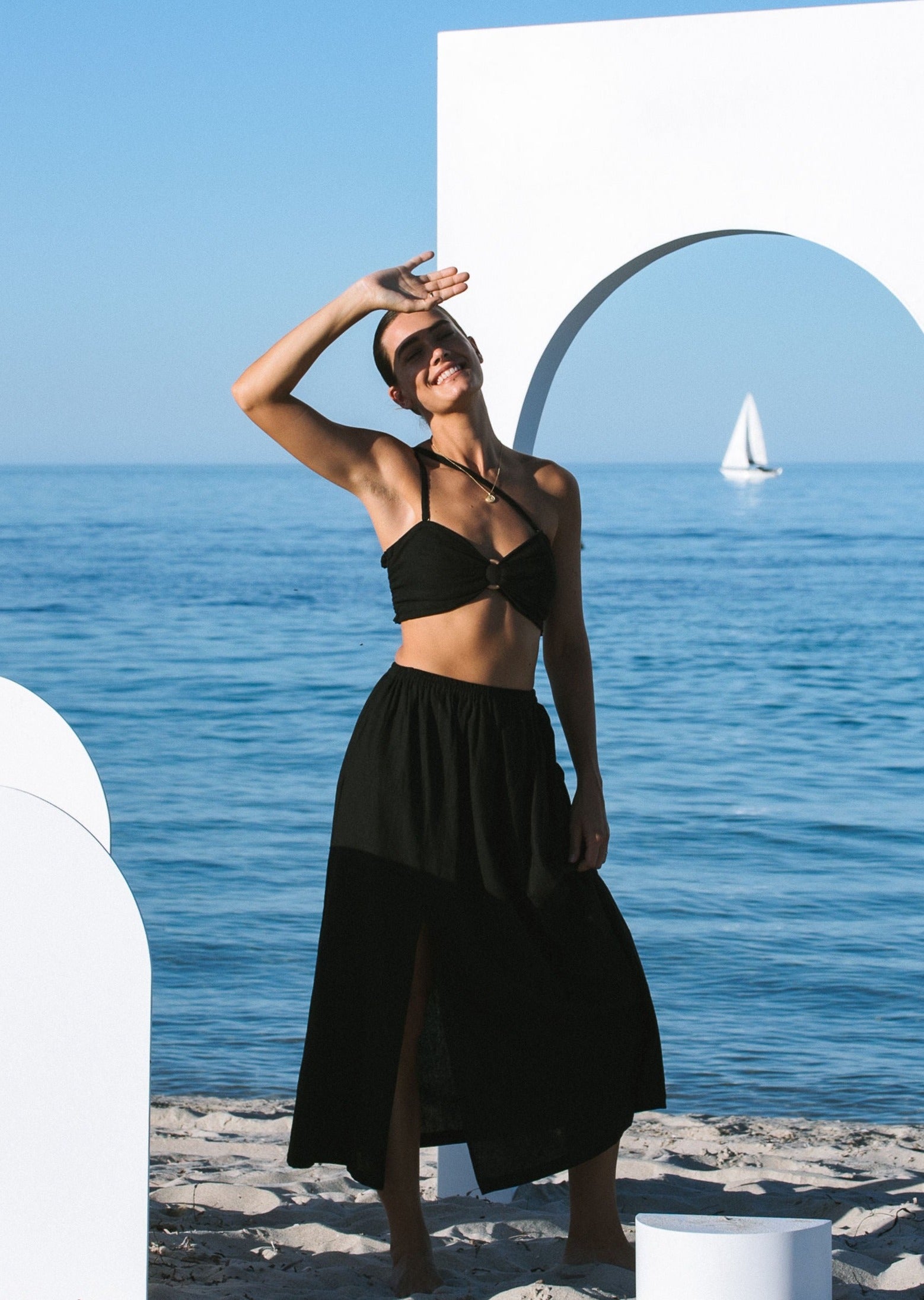 Black split skirt on sale