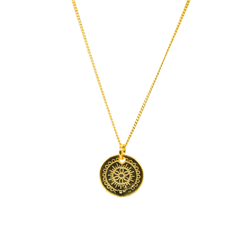 Gold mandala necklace sales